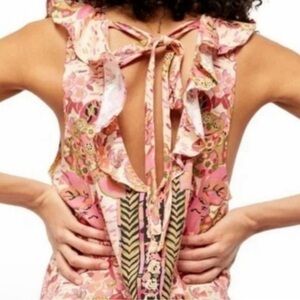 Free People women’s sz XS Pink Floral mini dress or tunic